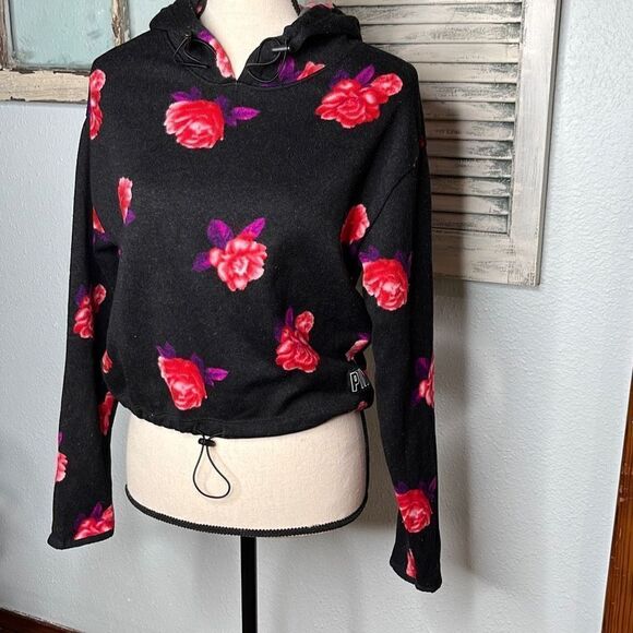 Pink by Victoria's Secret Black Floral Jacket Hoodie Women's Sweater Size Small - Picture 2 of 11